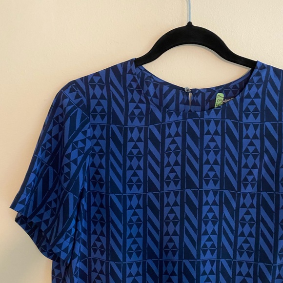 Madewell 100% silk tailored tee geometric blue - Picture 5 of 8